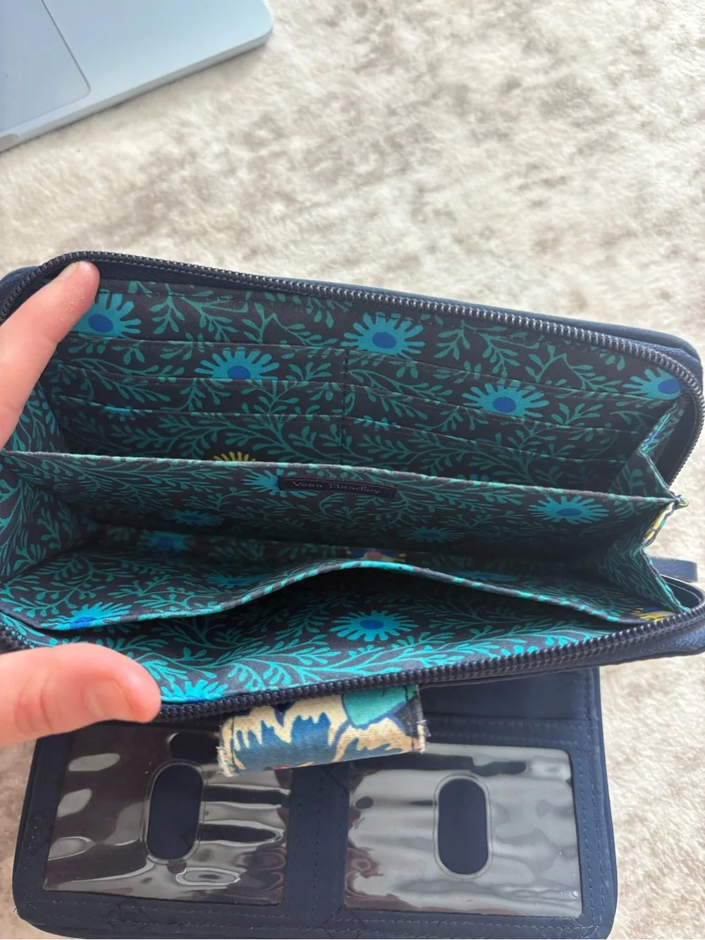 Vera Bradley Navy Multicolor Floral Quilted Wallet